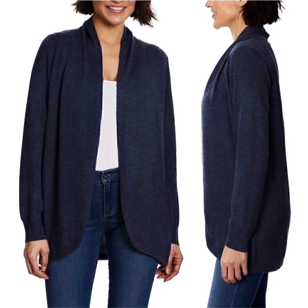 Ella Moss Navy Blue Karla Open Front Draped Cardigan Size Small
